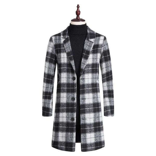 men's wool & blends luclesam mid-length single breasted plaid blend coat, Black
men's wool & blends luclesam mid-length single breasted plaid blend coat, Black