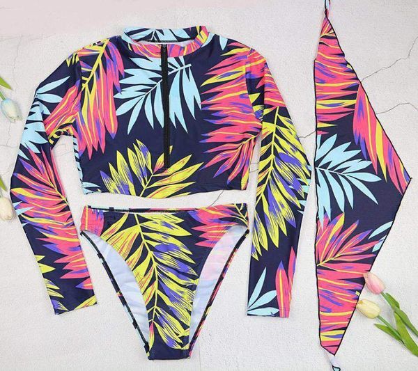 one-piece suits 3 pieces set women long sleeve zipper leaf print split swimwear high waist suit swimsuit rash guard surfing beachwear
one-piece suits 3 pieces set women long sleeve zipper leaf print split swimwear high waist suit swimsuit rash guard surfing beachwear