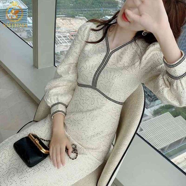 long sleeved sequins woolen winter women dress runway style temperament slim tweed vestidos, Black;gray
long sleeved sequins woolen winter women dress runway style temperament slim tweed vestidos, Black;gray