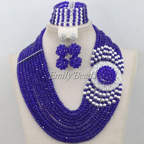 earrings & necklace royal blue nigerian wedding bridal crystal beads jewelry set costume african sets aij113, Silver
earrings & necklace royal blue nigerian wedding bridal crystal beads jewelry set costume african sets aij113, Silver