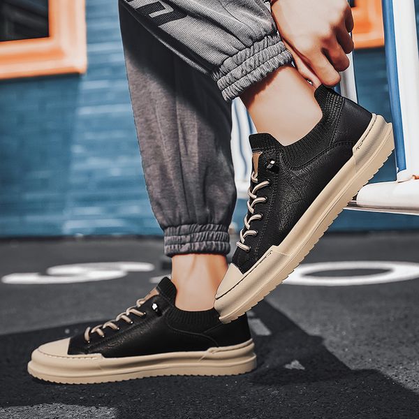 designers men's shoes black khaki leather flat floor shoes comfortable socks mouth lace-up sneakers size eu38-44
designers men's shoes black khaki leather flat floor shoes comfortable socks mouth lace-up sneakers size eu38-44