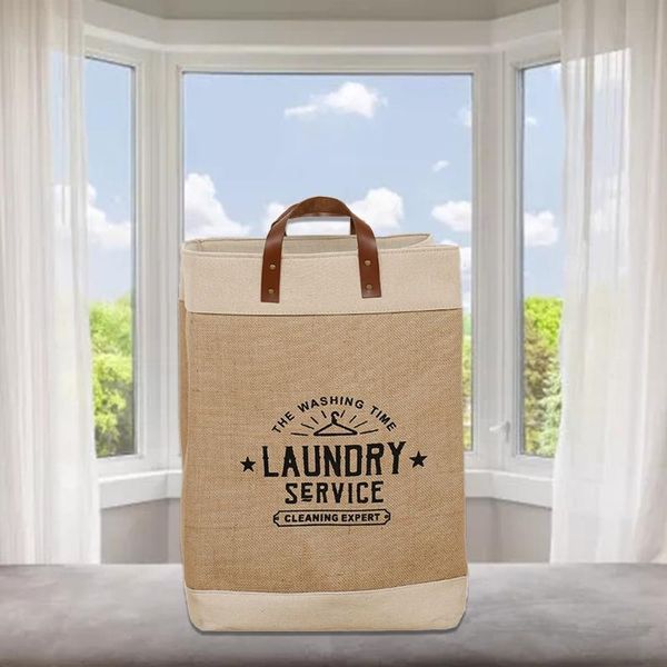 storage bags large capacity jute tote soft leather handles collapsible laundry basket
storage bags large capacity jute tote soft leather handles collapsible laundry basket