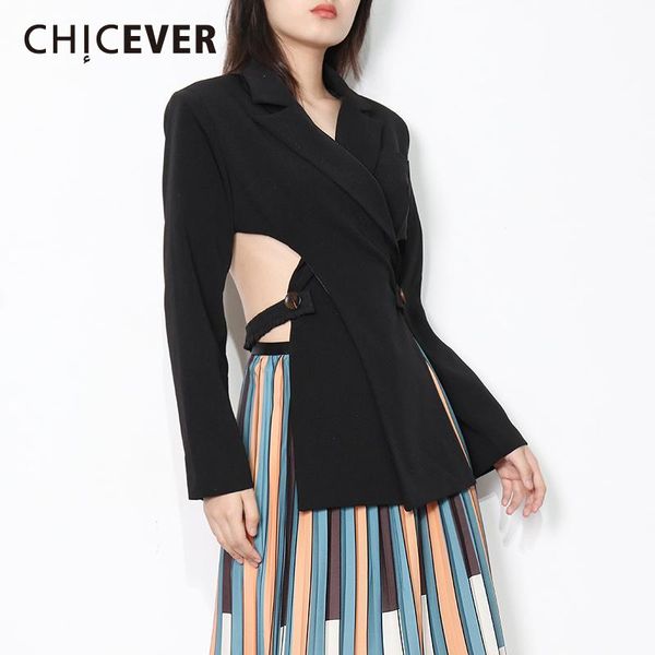 women's suits & blazers chicever hollow out white blazer for women notched collar long sleeve irregular hem casual chic female fashion, White;black
women's suits & blazers chicever hollow out white blazer for women notched collar long sleeve irregular hem casual chic female fashion, White;black