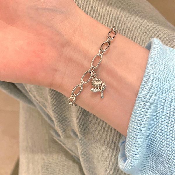 link, chain bracelets rose pendant bracelet women's small group 2021 advanced cool hand jewelry, Black
link, chain bracelets rose pendant bracelet women's small group 2021 advanced cool hand jewelry, Black