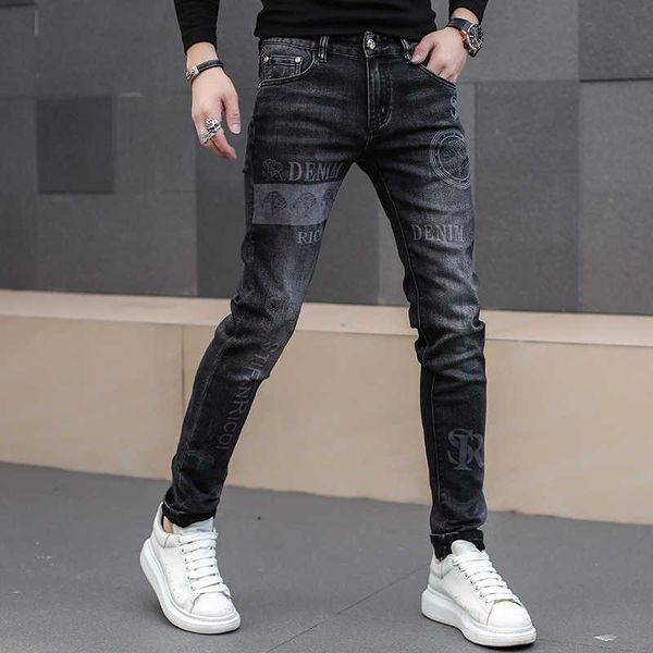 spring 2021 and autumn men's jeans korean slim embroidery black elastic leggings trendy, Blue
spring 2021 and autumn men's jeans korean slim embroidery black elastic leggings trendy, Blue