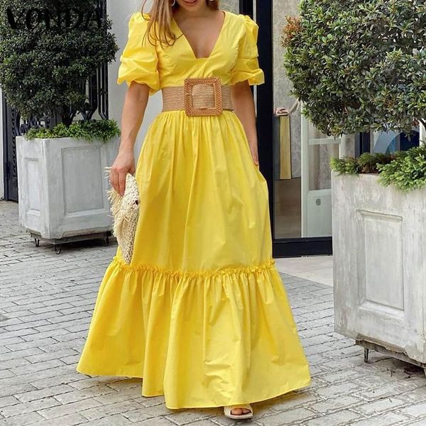 party dresses women dress 2021 vonda vintage puff sleeve deep v neck high waist maxi holiday formal sundress kleid, White;black
party dresses women dress 2021 vonda vintage puff sleeve deep v neck high waist maxi holiday formal sundress kleid, White;black