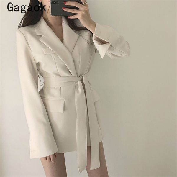 women vintage long jacket spring autumn solid turn-down collar belt full slim chic simple fashion korean coat 210531, Black;brown
women vintage long jacket spring autumn solid turn-down collar belt full slim chic simple fashion korean coat 210531, Black;brown