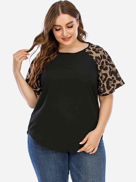 Plus size Dresses Hy36009# Round Ne Short Sleeve Large T-shirt Leopard Top Wear, Black
Plus size Dresses Hy36009# Round Ne Short Sleeve Large T-shirt Leopard Top Wear, Black