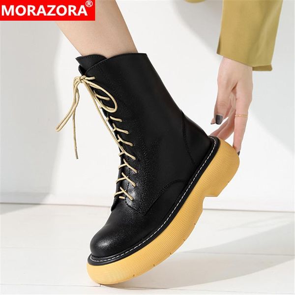 boots morazora 2021 genuine leather shoes women ankle lace up zip autumn winter platform motorcycle, Black
boots morazora 2021 genuine leather shoes women ankle lace up zip autumn winter platform motorcycle, Black