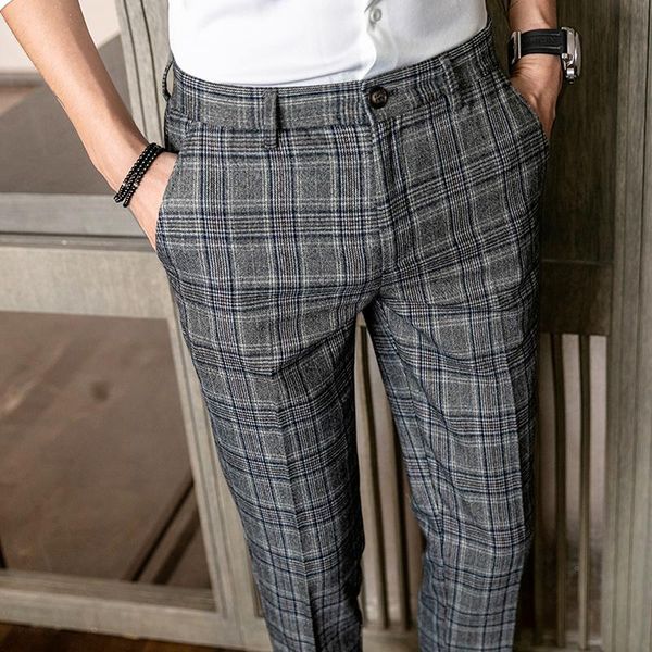 men's suits & blazers formal trousers brown classic plaid suit pants casual clothing business slim office dress, White;black
men's suits & blazers formal trousers brown classic plaid suit pants casual clothing business slim office dress, White;black