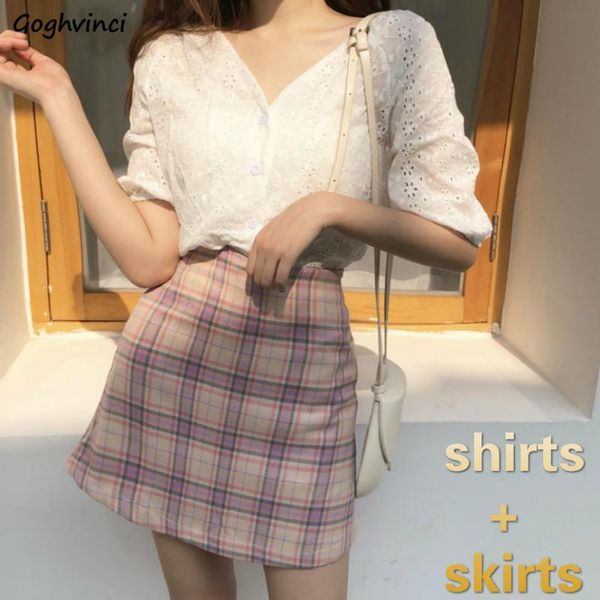 two piece dress women sets single breasted hollow out slim v-neck clothes plaid mini chic skirts womens vintage korean style casual sty, White
two piece dress women sets single breasted hollow out slim v-neck clothes plaid mini chic skirts womens vintage korean style casual sty, White