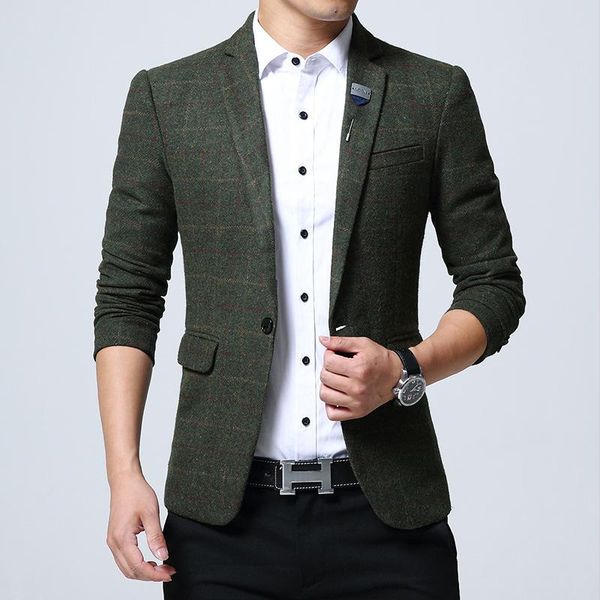 men wool british style plaid 4xl 5xl spring male slim business casual blazer coat brand outwear men's suits & blazers, White;black
men wool british style plaid 4xl 5xl spring male slim business casual blazer coat brand outwear men's suits & blazers, White;black