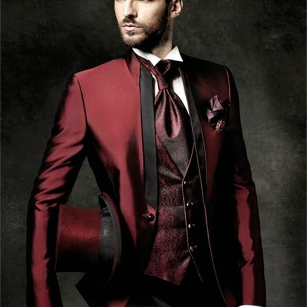 men's suits & blazers arrival slim fit groom tuxedos mandarin lapel suit burgundy groomsman/ man wedding/dinner (jacket+pants+tie+, White;black
men's suits & blazers arrival slim fit groom tuxedos mandarin lapel suit burgundy groomsman/ man wedding/dinner (jacket+pants+tie+, White;black