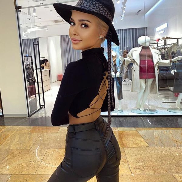 women's t-shirt black female hollow long sleeve t shirt women double wear lace up bandage cross crop club party turtleneck m0285, White
women's t-shirt black female hollow long sleeve t shirt women double wear lace up bandage cross crop club party turtleneck m0285, White