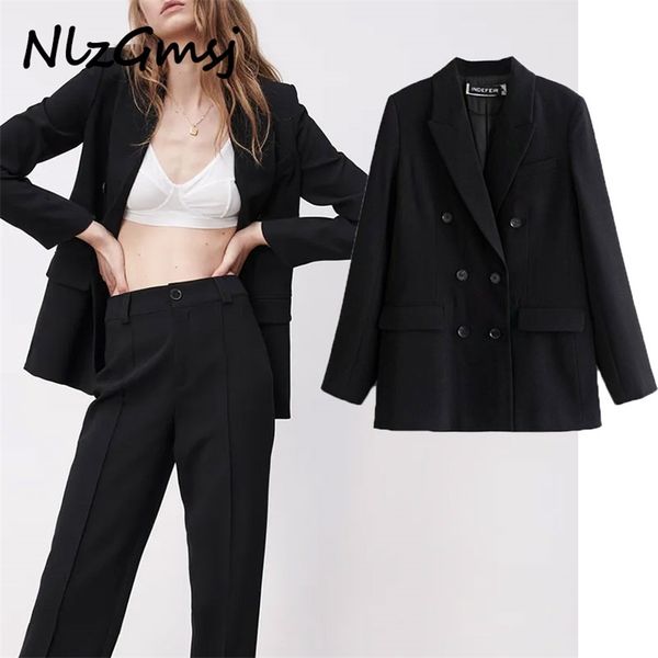 women black blazer double breasted suit jacket coat office lady formal slim long 210628, White;black
women black blazer double breasted suit jacket coat office lady formal slim long 210628, White;black