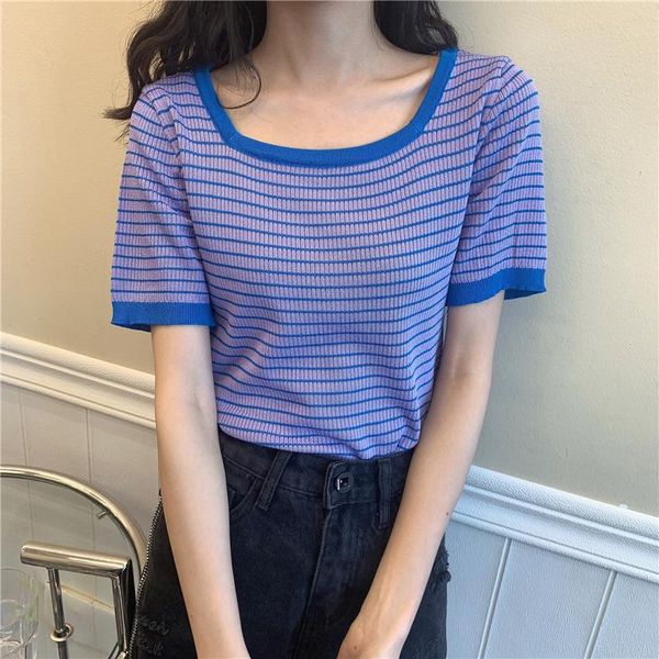 women's t-shirt 2021 summer square collar short sleeve t shirt for women clothing korean casual style slim tees ins hipster ladies str, White
women's t-shirt 2021 summer square collar short sleeve t shirt for women clothing korean casual style slim tees ins hipster ladies str, White
