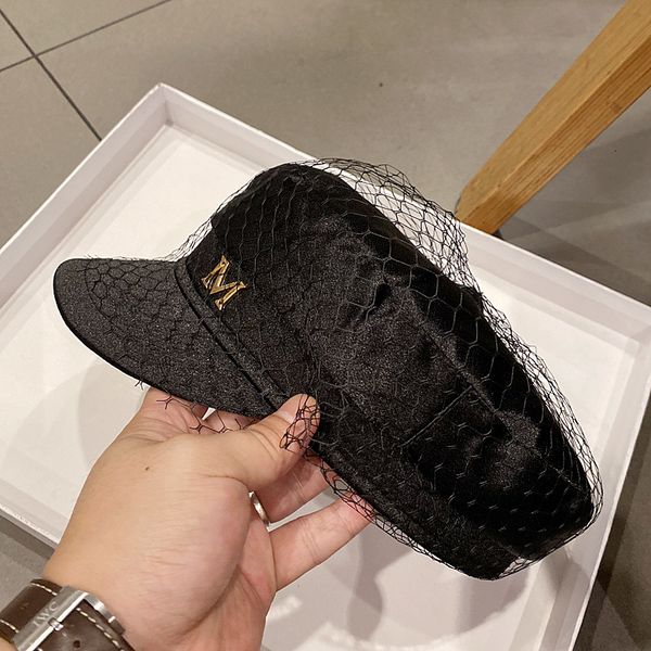 black beret women's spring and autumn standard tide brand flat navy hat shaped mesh sand british silk satin duck tongue, Blue;gray
black beret women's spring and autumn standard tide brand flat navy hat shaped mesh sand british silk satin duck tongue, Blue;gray