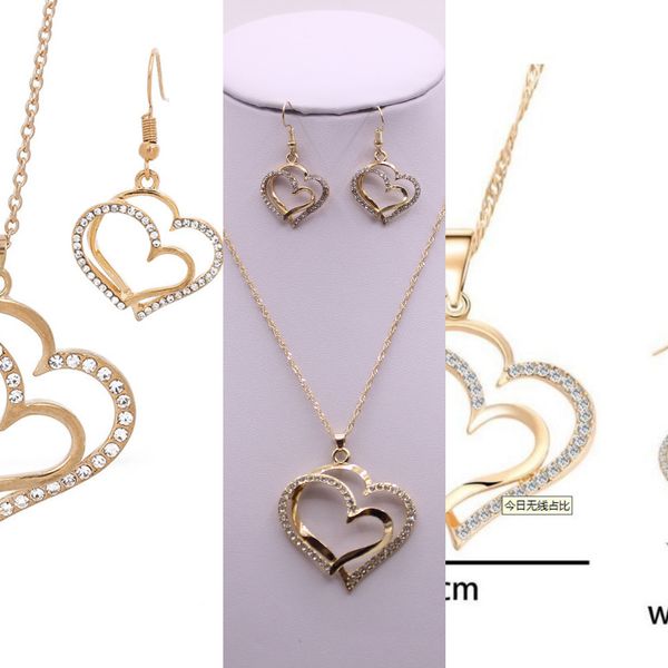 factory and fashion luxury earring set wedding gold necklace silver crystal charm jewelry double love heart hj231f1jw
factory and fashion luxury earring set wedding gold necklace silver crystal charm jewelry double love heart hj231f1jw