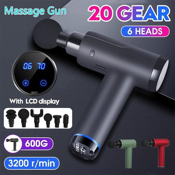 est 3200r/min 20-gear deep tissue therapy massage gun pain relax muscle massager led digital smart touch with 6 heads
est 3200r/min 20-gear deep tissue therapy massage gun pain relax muscle massager led digital smart touch with 6 heads