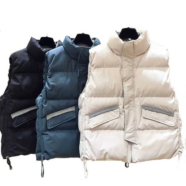 down cotton vest women's autumn winter striped plaid seeveless waistcoat zipper big pocket warm women 210531, Black;white
down cotton vest women's autumn winter striped plaid seeveless waistcoat zipper big pocket warm women 210531, Black;white