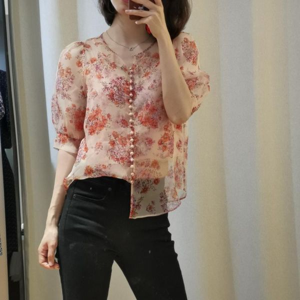 women's blouses & shirts two-piece set floral print blouse soft lady single-breasted micro perspective shirt and 2021 summer, White
women's blouses & shirts two-piece set floral print blouse soft lady single-breasted micro perspective shirt and 2021 summer, White