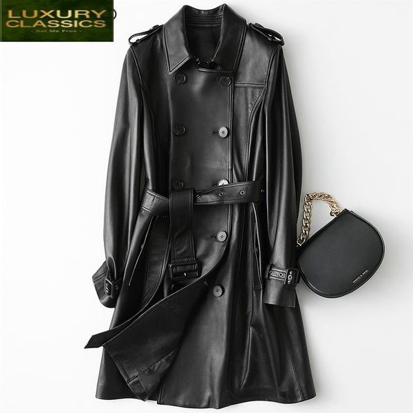 women's leather & faux montone real jacket women genuine sheepskin coat female spring autumn slim double breasted 2021 lwl1453, Black
women's leather & faux montone real jacket women genuine sheepskin coat female spring autumn slim double breasted 2021 lwl1453, Black