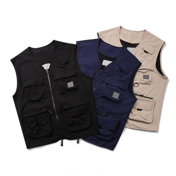 famous men's designer vest waistcoat thin section outdoor multi-pocket mesh spring three colors s-xl size, Black;white
famous men's designer vest waistcoat thin section outdoor multi-pocket mesh spring three colors s-xl size, Black;white