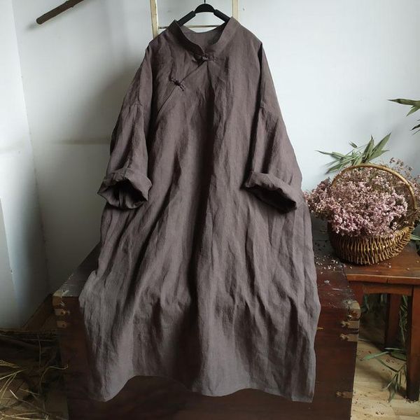 casual dresses women spring autumn linen retro dress ladies solid color plus size robe female vintage flax 2021, Black;gray
casual dresses women spring autumn linen retro dress ladies solid color plus size robe female vintage flax 2021, Black;gray