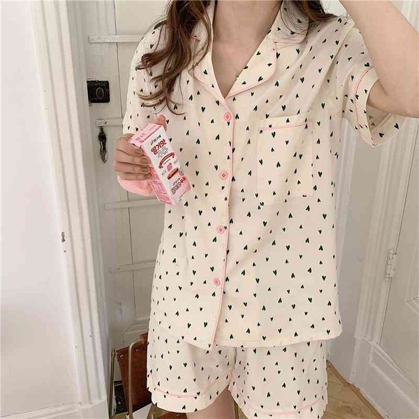 women's sleepwear sweet hearts homewear short sleeve lovely 2021 femme all match chic loose student pajamas two piece sets zztp, Black;red
women's sleepwear sweet hearts homewear short sleeve lovely 2021 femme all match chic loose student pajamas two piece sets zztp, Black;red