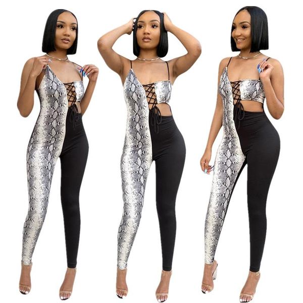 women's jumpsuits & rompers snake print patchwork bandage jumpsuit women off shoulder open back bodycon sleeveless party club one piece, Black;white
women's jumpsuits & rompers snake print patchwork bandage jumpsuit women off shoulder open back bodycon sleeveless party club one piece, Black;white