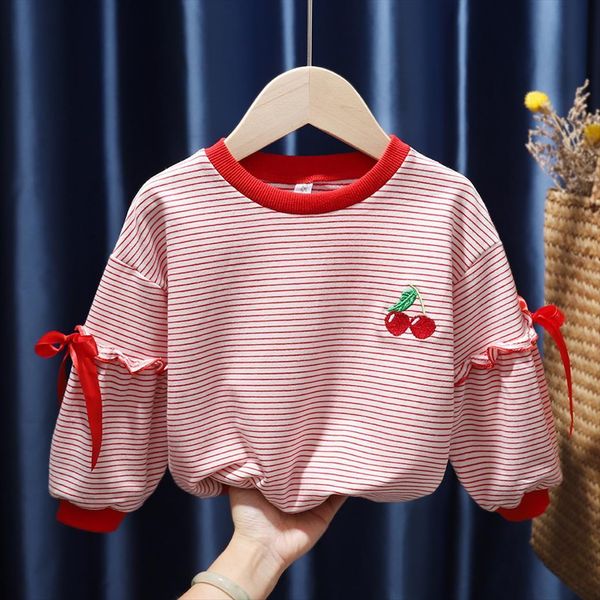 baby spring long sleeve sweater girls cherry embroidery blouse children striped pullovers kids clothes, White;black
baby spring long sleeve sweater girls cherry embroidery blouse children striped pullovers kids clothes, White;black