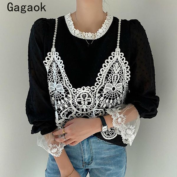 women's blouses & shirts gagaok women 2021 spring autumn office lady lace patchwork stand slim korean chic fashion wild shirt and blous, White
women's blouses & shirts gagaok women 2021 spring autumn office lady lace patchwork stand slim korean chic fashion wild shirt and blous, White