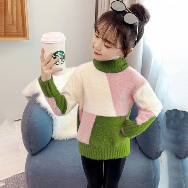 pullover knitting spring winter round neck sweater girls kids children's warm splicing thicken plus velvet, Blue
pullover knitting spring winter round neck sweater girls kids children's warm splicing thicken plus velvet, Blue
