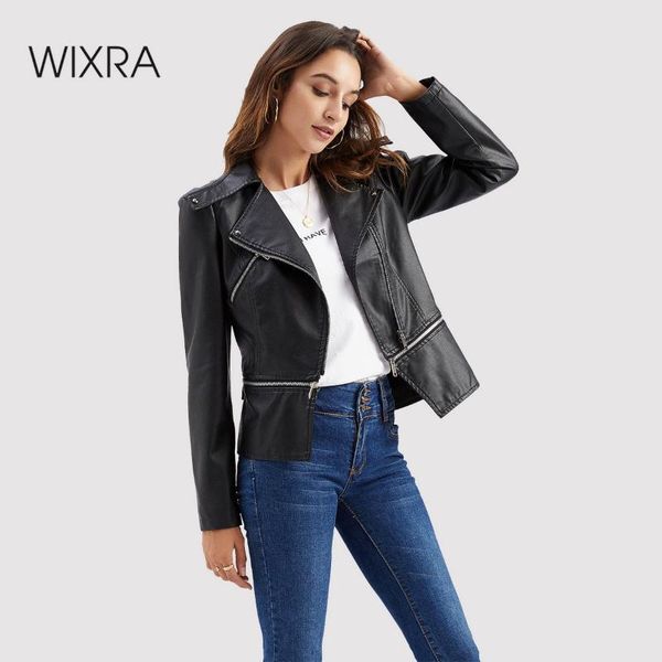 women's leather & faux wixra women classic motorcycle jackets biker slim fit pockets pu outerwear length adjustable turn down collar sp, Black
women's leather & faux wixra women classic motorcycle jackets biker slim fit pockets pu outerwear length adjustable turn down collar sp, Black