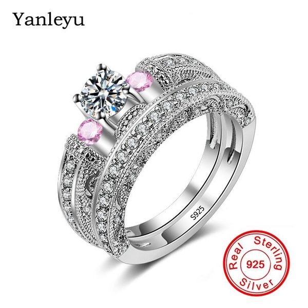 wedding rings yanleyu elegant engagement set 2 pcs 925 sterling silver round pink cubic zircon stone ring fine jewelry pr176, Slivery;golden
wedding rings yanleyu elegant engagement set 2 pcs 925 sterling silver round pink cubic zircon stone ring fine jewelry pr176, Slivery;golden