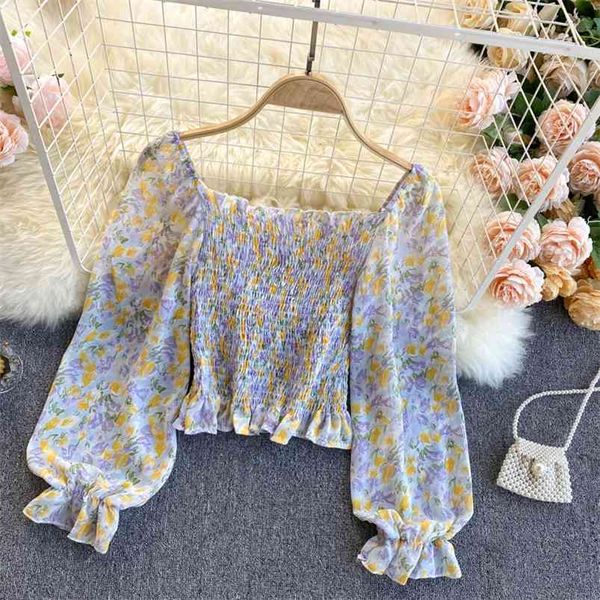 spring temperament fashion floral blouse female bubble sleeve stretch slim blusa short holiday shirt c403 210507, White
spring temperament fashion floral blouse female bubble sleeve stretch slim blusa short holiday shirt c403 210507, White