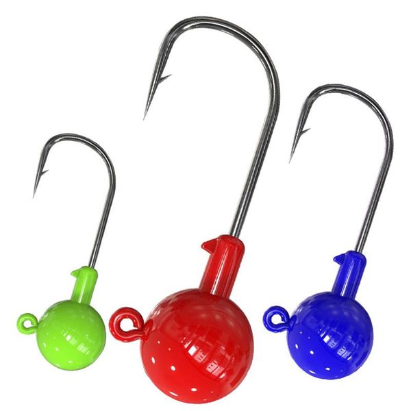 5pcs/lot lead head jigs hook 18g-13g barbed round ball red blue green long shank jig for soft worm fishing hooks
5pcs/lot lead head jigs hook 18g-13g barbed round ball red blue green long shank jig for soft worm fishing hooks