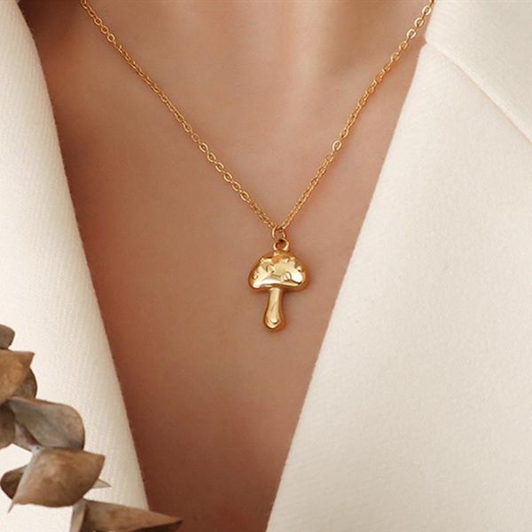 pendant necklaces cute gold plated stainless steel mushroom necklace women neck accessories, fashion plant female jewelry, Silver
pendant necklaces cute gold plated stainless steel mushroom necklace women neck accessories, fashion plant female jewelry, Silver