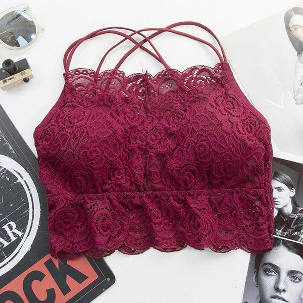 bras women lace padded bra floral bralette girls lingerie wire underwear, Red;black