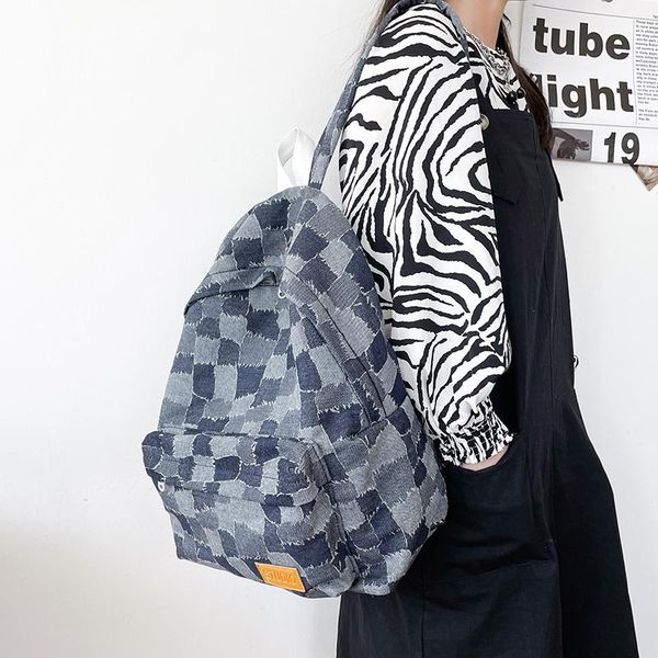 backpack original brand literature art retro 2021 denim stitching depth grid lazy style large-capacity korean version bag
backpack original brand literature art retro 2021 denim stitching depth grid lazy style large-capacity korean version bag