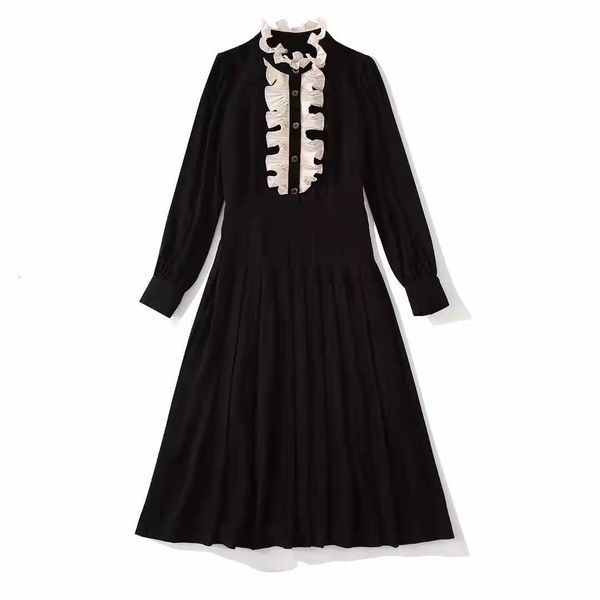 dresses european and american women's clothing 2021 spring long sleeve collar falbala fashion black pleated dress ksfj, Black;gray
dresses european and american women's clothing 2021 spring long sleeve collar falbala fashion black pleated dress ksfj, Black;gray