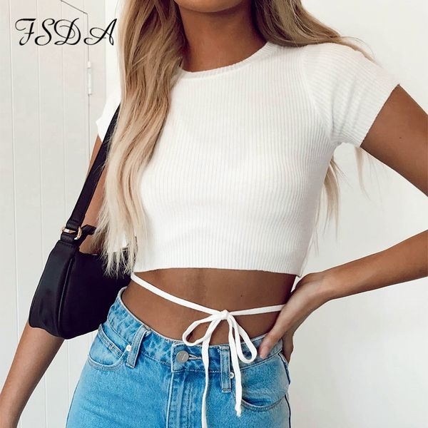 2021 short sleeve crop knit women white casual summer basic t shirts bandage party fashion ribber lace up teehigh quality
2021 short sleeve crop knit women white casual summer basic t shirts bandage party fashion ribber lace up teehigh quality