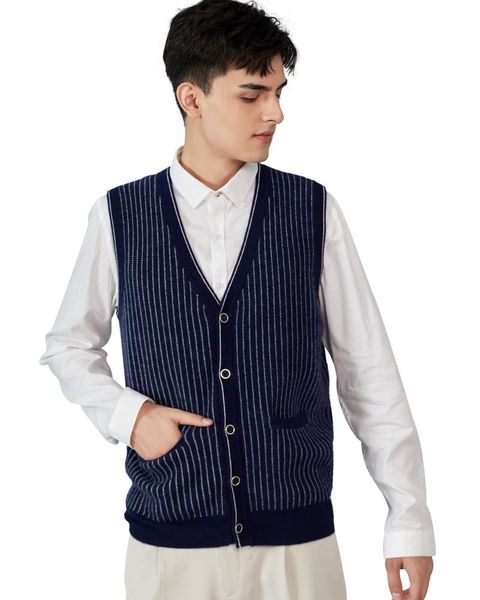 zhili men's 100% cashmere sweater vest relaxed fit v-neck sleeveless striped cardigan with button front vests, Black;white
zhili men's 100% cashmere sweater vest relaxed fit v-neck sleeveless striped cardigan with button front vests, Black;white