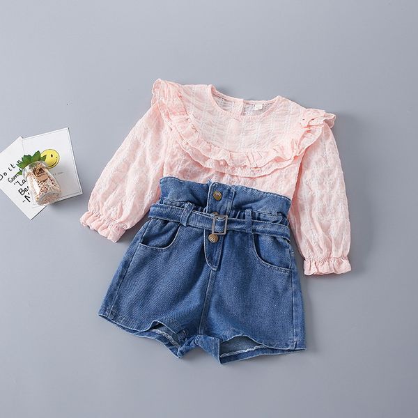 clothing sets spring kids girls 2-pcs solid color ruffles long shirts + denim shorts children fashion clothes e013 h86s, White
clothing sets spring kids girls 2-pcs solid color ruffles long shirts + denim shorts children fashion clothes e013 h86s, White
