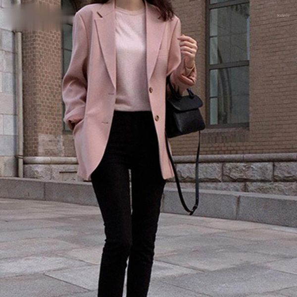 women's suits & blazers work style ol temperament solid blazer women turn dow collar long sleeve single breast jacket femme spring coat, White;black
women's suits & blazers work style ol temperament solid blazer women turn dow collar long sleeve single breast jacket femme spring coat, White;black