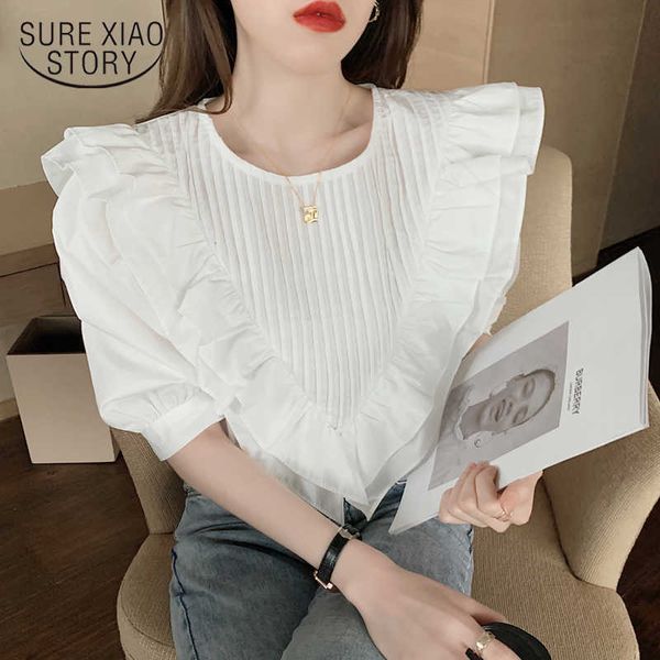 ruffled o-neck cotton shirt fashion female retro style slimming blouse solid white sweet puff sleeve women's shirt 14062 210528
ruffled o-neck cotton shirt fashion female retro style slimming blouse solid white sweet puff sleeve women's shirt 14062 210528