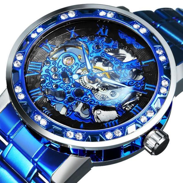 watch men fashion blue skeleton mechanical watches crystal business casual wristwatch steel strap wristwatches, Slivery;brown
watch men fashion blue skeleton mechanical watches crystal business casual wristwatch steel strap wristwatches, Slivery;brown