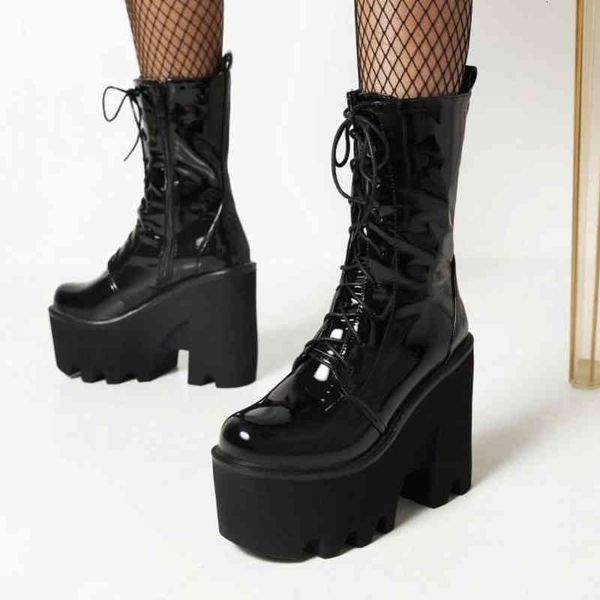 dress shoes nova moda de couro patente brilhante grosso sola martin botas estilo britânico rendas acima zÃper lateral salto aumentado outono, Black
dress shoes nova moda de couro patente brilhante grosso sola martin botas estilo britânico rendas acima zÃper lateral salto aumentado outono, Black