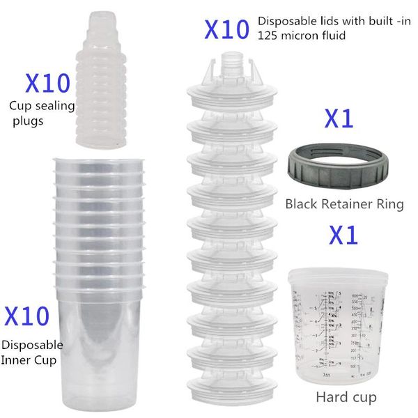 professional spray guns 10pcs gun paint mixing cup pps type h/o quick cup, tank 165/400/600ml disposable
professional spray guns 10pcs gun paint mixing cup pps type h/o quick cup, tank 165/400/600ml disposable