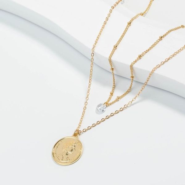 chains ladies multilayer necklace fashion exquisite metal round brand pendant gift gold zircon jewelry, Silver
chains ladies multilayer necklace fashion exquisite metal round brand pendant gift gold zircon jewelry, Silver